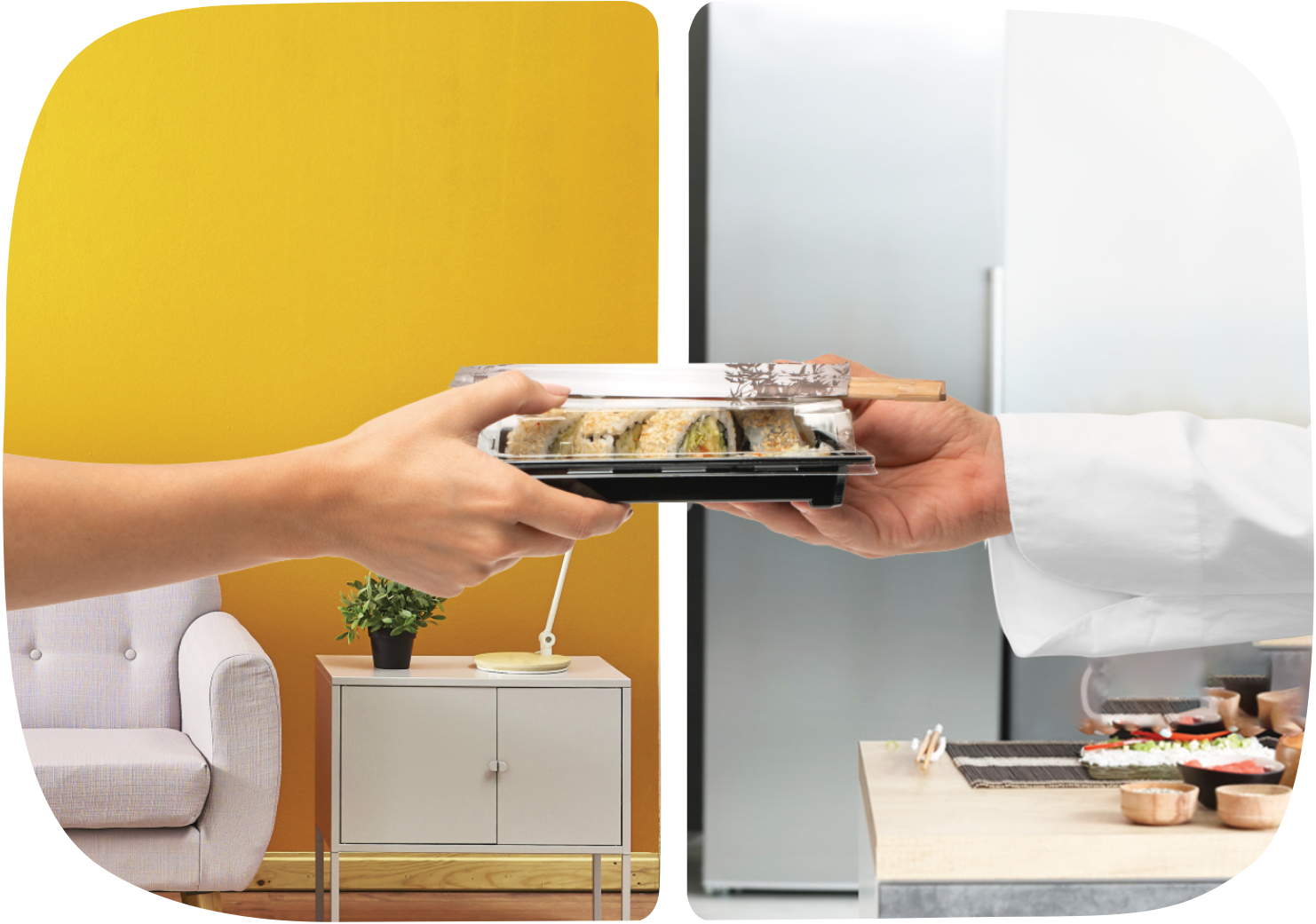 Food hand-off for delivery and self-pickup