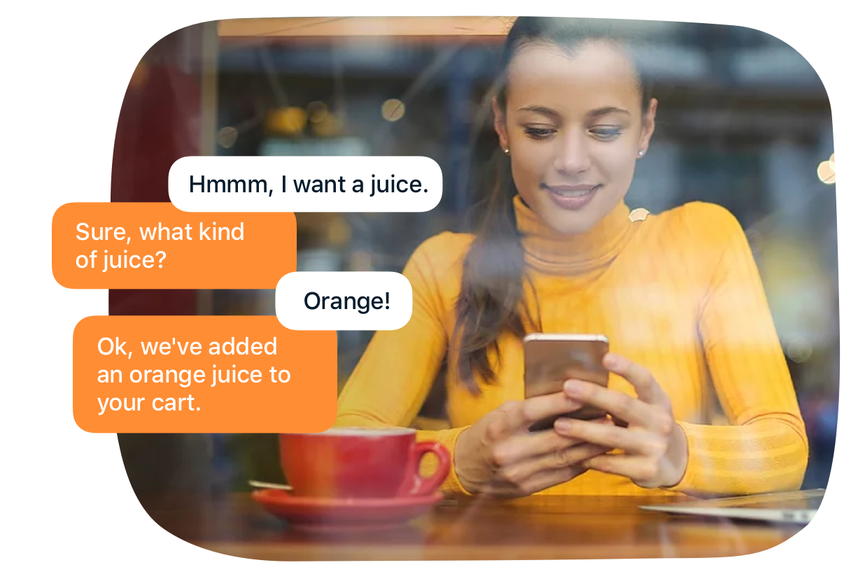 A customer ordering a juice over WhatsApp chat
